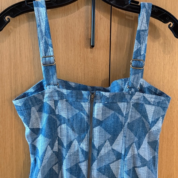 RAMY BROOK Marine Printed Denim Sleeveless Midi Dress Color Geo Denim Size 2 NWT - Picture 9 of 14